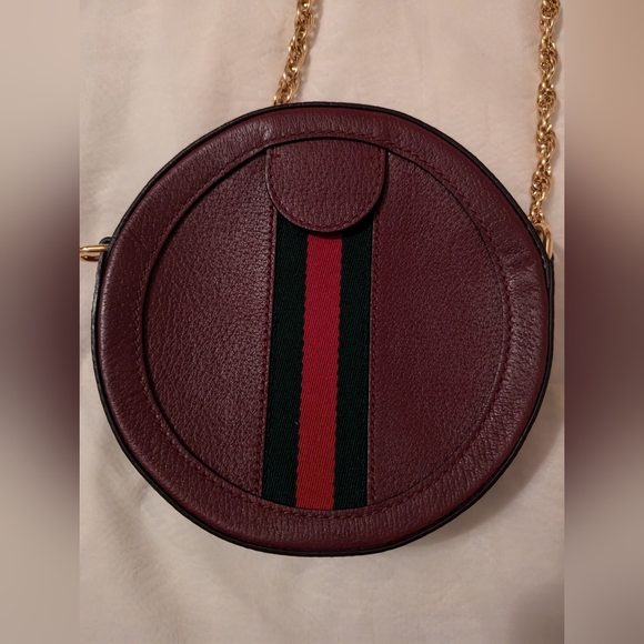 Gucci Mini Ophidia  Leather Shoulder Bag Bordeaux Red with Dustie COA EUC - Picture 6 of 15
